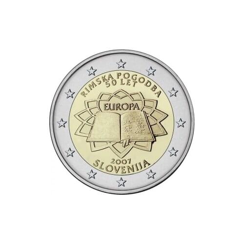 Slovenia 2007 50th Anniversary of the Treaty of Rome 2 Euro Real Original Coins True Euro Collection Commemorative Coin Unc