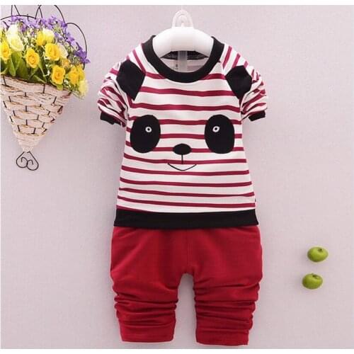New Baby Boys Clothing Sets Kids Cotton Character Panda Pattern Full Shirt + Pants Suit Children Casual Clothes