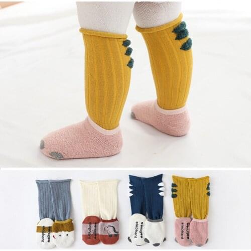 Autumn And Winter Childrens Socks New Coral Fleece Baby Socks Two-Piece Non-Slip Floor Socks Newborn Middle Tube