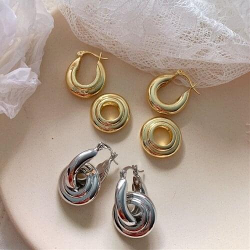 Punk Stylish Personality Gold Earrings For Women Fashion Jewelry Big Heavy Cool Drop Earring Silver Color Girls Ear Jewelries