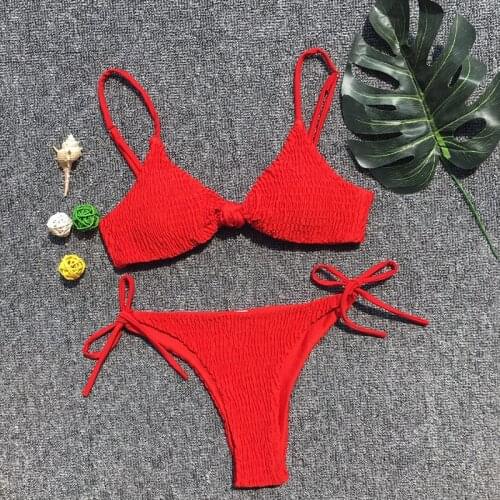 ZTVitality Sexy Women Fold Straps Low Waist String Red Push Up Bikini 2019 New Arrival Biquini Padded Beach Swimsuit Swimwear