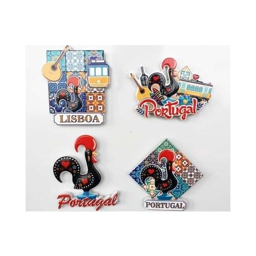 Portuguese Rooster Lisbon Tram Guitar Travel Commemorative Crafts Fridge Magnet