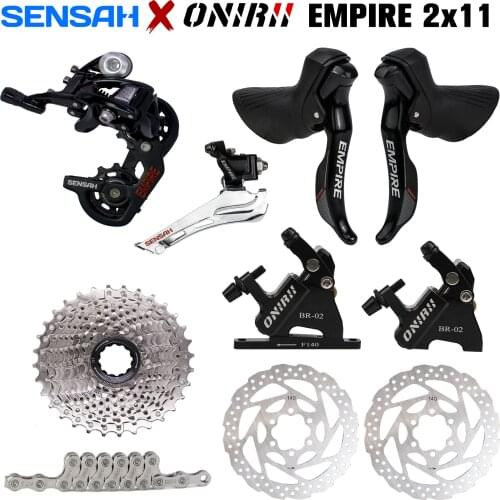 SENSAH EMPIRE 2x11 Speed Road Bicycle Groupset BIKE Shifters Rear Derailleur + ONIRII Carbon Hydraulic Disc Brake Cassette New