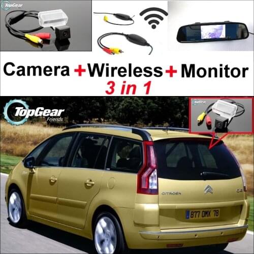 3 in1 Special Camera + Wireless Receiver + Mirror Monitor Easy DIY Back Up Parking System For Citroen C4 Picasso