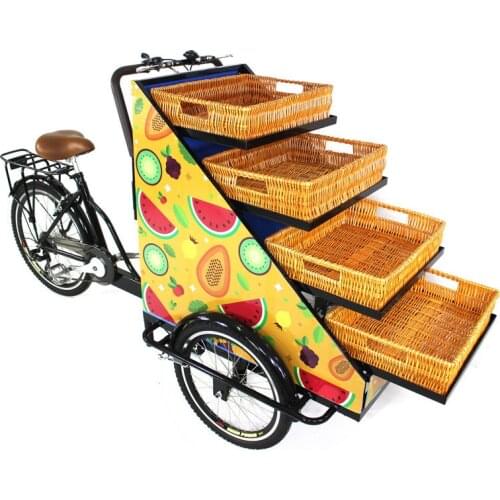 Three Wheels Adult Tricycle Pedal or Electric Cargo Bike Food Vending Cart for Sale Vegetables Fruits on The Street