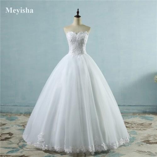 ZJ9081 2020 2021 Lovely Sweetheart Ball Gown Bride Dresses Wedding With Lace Edge Floor Length Bridal Size 2-26W