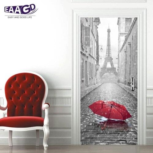 2Pcs/Set Tower Door Art Decor Home Creative DIY 3D Door Stickers Pattern for Wall Room Home Door Decor Decoration Accessories