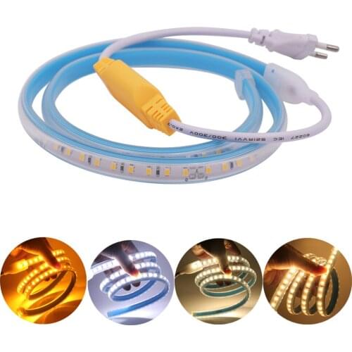 2020 New AC 220V Led Strip Light SMD2835 120Leds/m Led Light Strip Waterproof 10CM Cuttable Flexible Led Lamp Gold Yellow/White