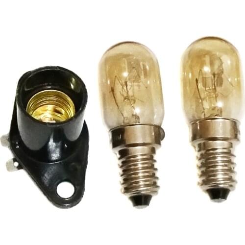 3Pcs E14 Lamp Holder Adapter 220V 15/ 20W Light Microwave Oven Parts 4cm Wide Curved Foot High Temperature Resistant Lamp Holder