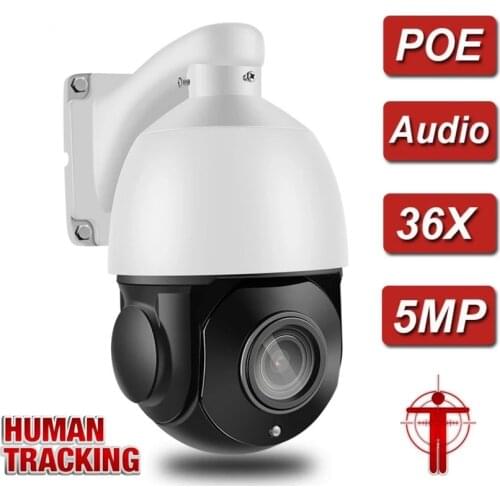 5MP 36X ZOOM Built-in POE IP66 Outdoor Auto Tracking PTZ Camera Humanoid Person Motion Detection H.265 IP Camera Two Way Audio