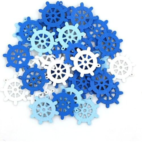 50pcs 23.6mm Mixed Color Wooden Buttons Rudder Button For Clothes Sewing Baby Buttons For Scrapbooking Crafts