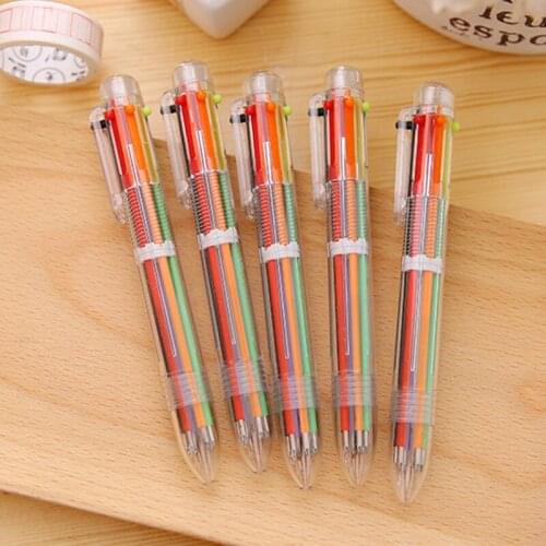 50pcs kawaii 6 colors in 1 multi-color ballpoint pens for school office supplies stationery pens kids girls gift prizes