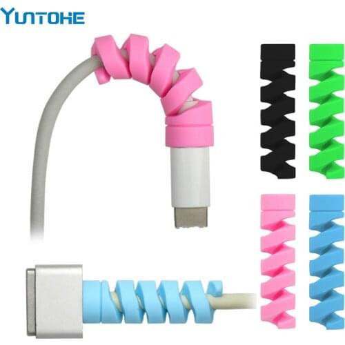 500pcs Spiral Tube Cable Protector Winder Wire Cord Organizer Holder Cable Saver Protetor for IPhone Samsung Xiaomi Cable