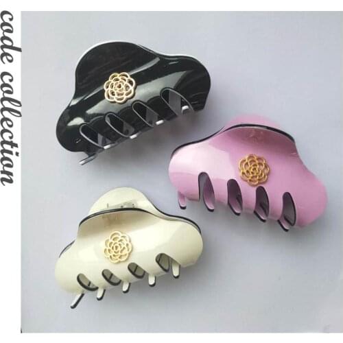 6 Color Korean Vintage Hair Claw Luxury Elegant Solid Color Hairpins Wild Simple Acrylic Hair Clip For Woman Girl Accessories