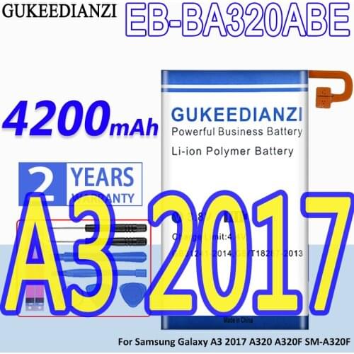 High Capacity GUKEEDIANZI Battery EB-BA320ABE 4200mAh For Samsung Galaxy A3 2017 A320 A320F SM-A320F