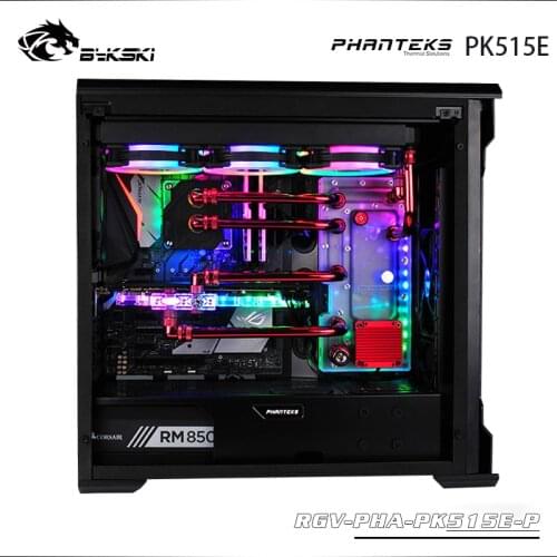BYKSKI Acrylic Board Water Channel Solution use for PHANTEKS 515E Case for CPU and GPU Block / 3PIN RGB Light / Intead Reservoir