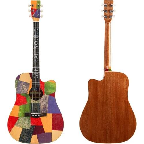 GENERAL SOUND 41-Inch Acoustic Folk Guitar Cutaway Dreadnought Guitar with with Mahogany Back & Sitka Spruce Top Acoustic Guitar