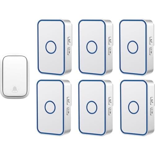 CACAZI Self powered Wireless Doorbell Waterproof No Battery Home Door Ring Bell US EU UK AU Plug 1 Button 6 Receiver 60 Chimes
