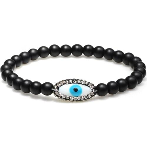 Bracelet of Mala Black Lava Stone Evil Eye Amulet Bracelets For Men Women Hamsa Hand Charm Bracelet 2019 fashion