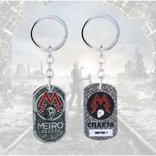 Game Metro Exodus 2033 Dog Tag Keychain Key Ring Holder Neck Chain Necklace Fashion Metal Gift Jewelry For Men Car Bags Pendant
