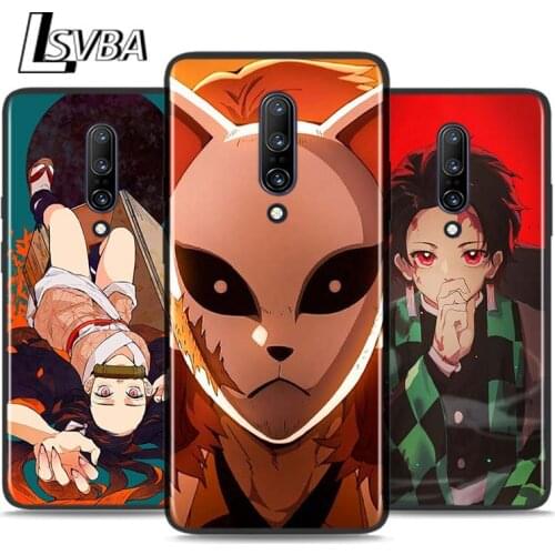 Black Silicone Case Demon Slayer Kimetsu For OnePlus 5 5T 6 6T 7 7T 8 8Pro Super Bright Glossy Phone Case Cover