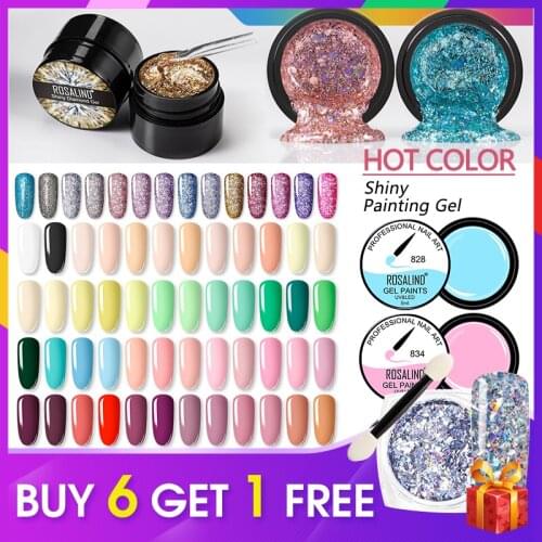 ROSALIND Painting Varnish Nail Gel Polish 5ML Glitter Nail Art Semi Permanent Top Coat Gel Soak Off UV LED All For Manicure