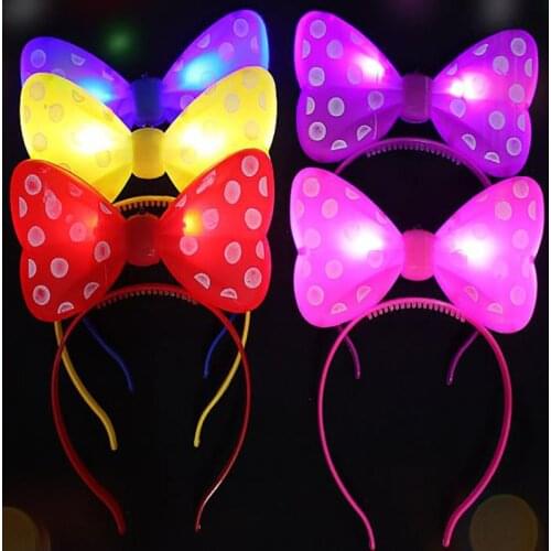 Kid Children luminous Cotton Girl Lovely Headband Pink bowknot Head Holiday Adult Kids Hairband Christmas Gift Play House Toy