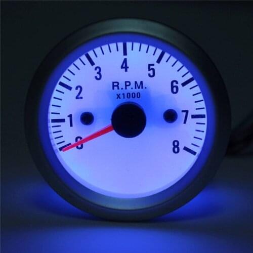 2'' 52mm Car Engine Rev Counter Tachometer Pointer Gauge Meter 0-8000RPM LED DC 12V Auto Car Parts Car Motorcycle Accessories