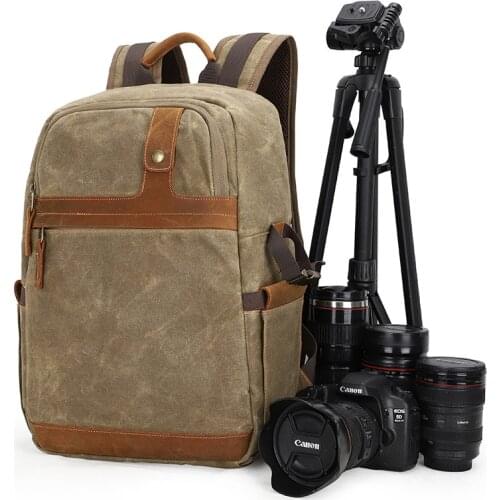 Camera Bag Canvas Backpack Waterproof Photography Outdoor Wear-resistant Large Camera Photo Lens Backpack for Canon/ Sony/Nikon