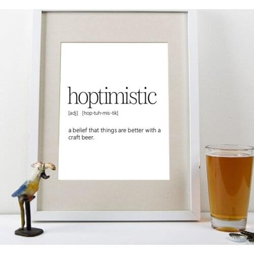 Hoptimistic Definition Print Craft Beer Poster Modern Minimalist Wall Art Picture Canvas Painting Man Cave Decor Beer Lover Gift