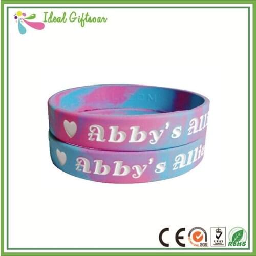 Customized debossed color coated silicone bracelets color changing wristbands silicone mould made