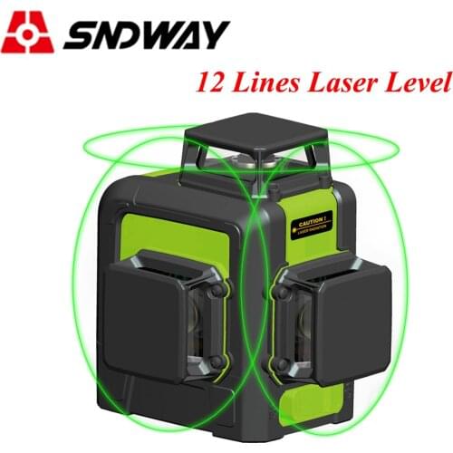 Sndway 12 Lines Laser Level 360 3D Red/Green Laser Level 2 Lines Self Leveling Laser Tools Cross Vertical Horizontal Leveler