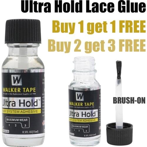 0.5oz/15ml Walker Tape Ultra Hold Lace Wig Glue Front Wig Glue For Wigs Transparent Lace Adhesive for Hair Replacement Brush-on