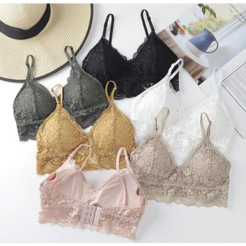 Linbaiway 3/4 Triangle Cup Sexy Bra for Women Bralette Push up Lingerie Wireless Deep V-neck Bralette Seamless Underwear Mujer