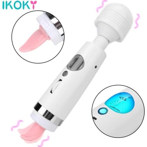 Clitoris Stimulator Massager Big Magic Wand Vibrator G-spot LCD Screen Sex Toys For Women Pussy Licking 9 Modes 9 Speed
