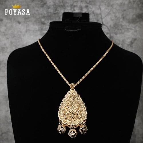 Gold Color Fashion Ethnic Women Vintage Pendant Necklace Wedding Jewelry