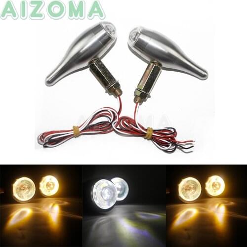 Motorcycle 2 in 1 LED Turn Signal Amber Light Retro Bullet Indicator For Harley Cafe Racer Yamaha Bobber Custom White DRL Lights