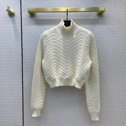 Soft Casual Mock Neck Knitted Pullover Autumn Winter Preppy Style Slim Short Sweater Long Sleeve Luxury Fashion Women Jumper