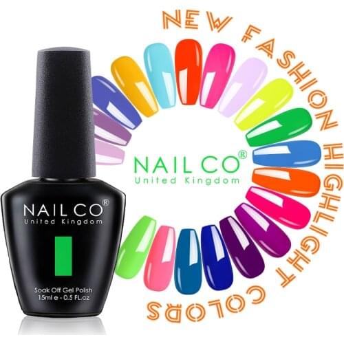 NAILCO Fluorescent Color Gel 85+12 Colors Nail Polish UV 15ml Transparent Soak Off Long Lasting Gel Lacquer Nail Art