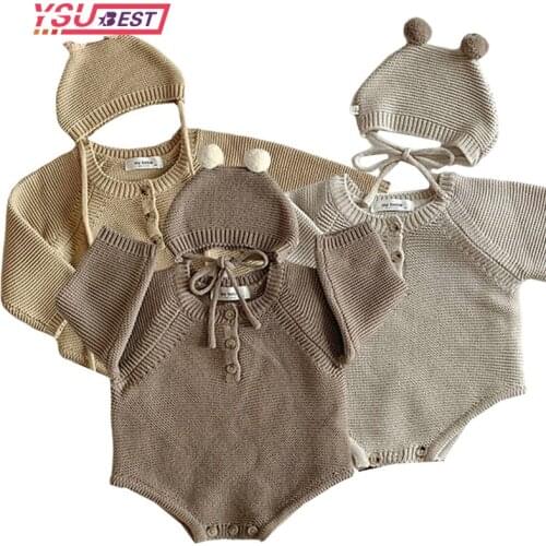 Autumn Newborn Baby Rompers Boys Girls Knitted Sweater Bodysuit Infant Girls Long Sleeve Jumpsuit Toddler Baby Cotton Clothing