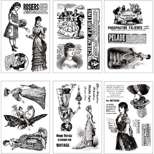 CLEAR STAMPS Vintage Lady DIY Handmade Women Stamps Transparent Silicone Stamp Sheet Rubber Cling Seal Scrapbooking Crafts Decor