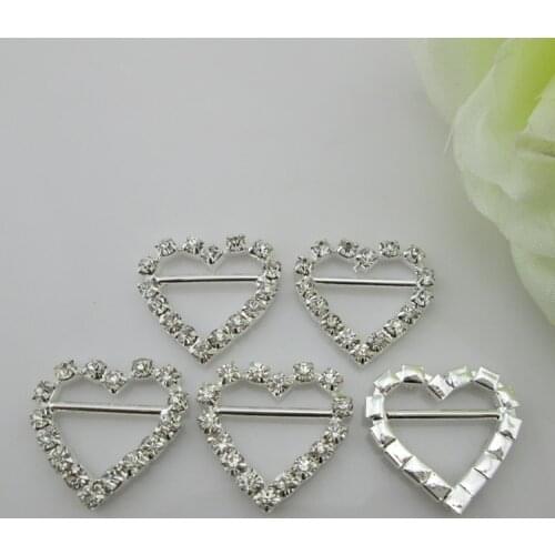 10pcs heart buckle with horizontal bar for invitation ribbon slider 15mm