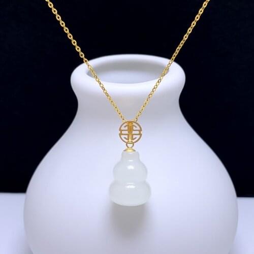 SHILOVEM 18k yellow gold natural white Jasper pendants Christmas Gift fine Jewelry plant wedding no necklace yzz11156682hby