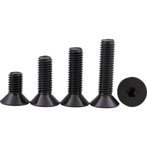 500PCS Grade 10.9 high strength DIN7991 Flat Head Screws M2x4 M2x5 M2x6 black countersunk head hexagon screw
