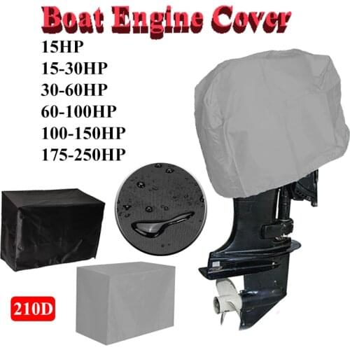 15-250HP 210D Waterproof Yacht Half Outboard Motor Engine Boat Cover Anti UV Rain Dust Snow Scratch Cover Marine Protector