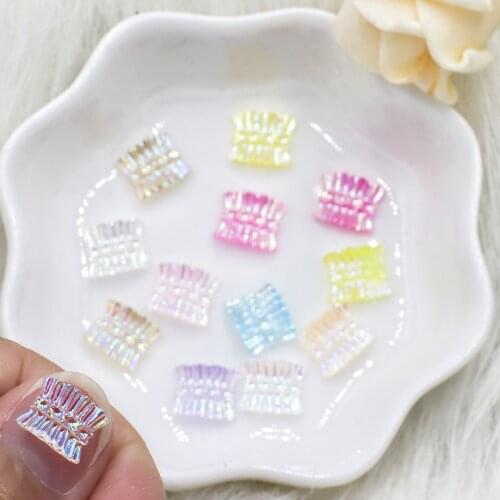 20pcs shiny beautiful AB resin Grass skirts nail art decorations DIY Manicure Charms Flat back rhinestone jewelry accessories