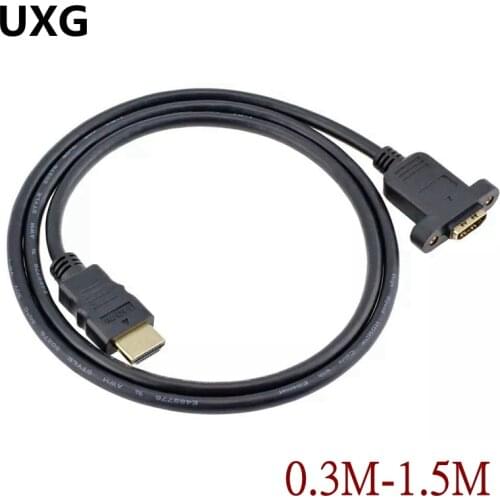 1.4V 3D HDMI-Male To Female M/F Line Panel Mount 1080P Extension Adaptor For Monitor Projector BD Player 30cm/1ft 60cm/2ft 1.5m