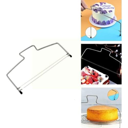 1pc Double Line Adjustable Steel Cake Cut Slicer Device DIY Cake Decorating Kitchen Cake Mold Bakeware Accessory S0P6