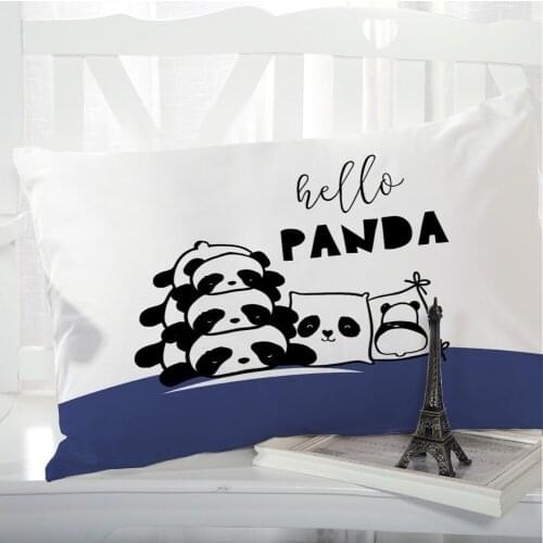 1pc Panda Cartoon Childrens Pillow cover Pillow case Bedding Pillowcase Pillowcovers decorativ 3D for kids baby Dark blue