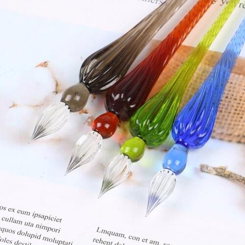 1Pc Vintage Glass Drip Fountain Pen Filling Ink Calligraphy Painting Supplies